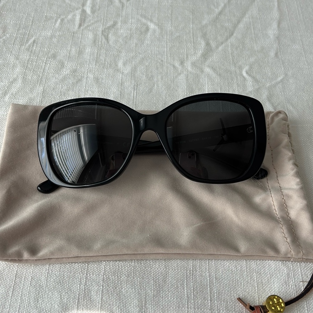 Tory Burch Sunglasses TY7114 1377/87 cat-eye Black frame 53-18-140 soft case NEW